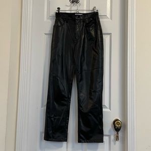 Abercrombie high rise 90’s straight leg vegan leather pants. GENTLY USED